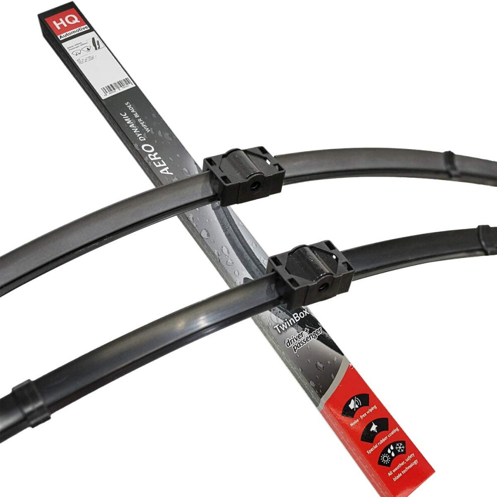 Set Of Front Frameless Flat Aero Wiper Blades Hq Automotive - Ad82-822 Twin Box 5060538792971