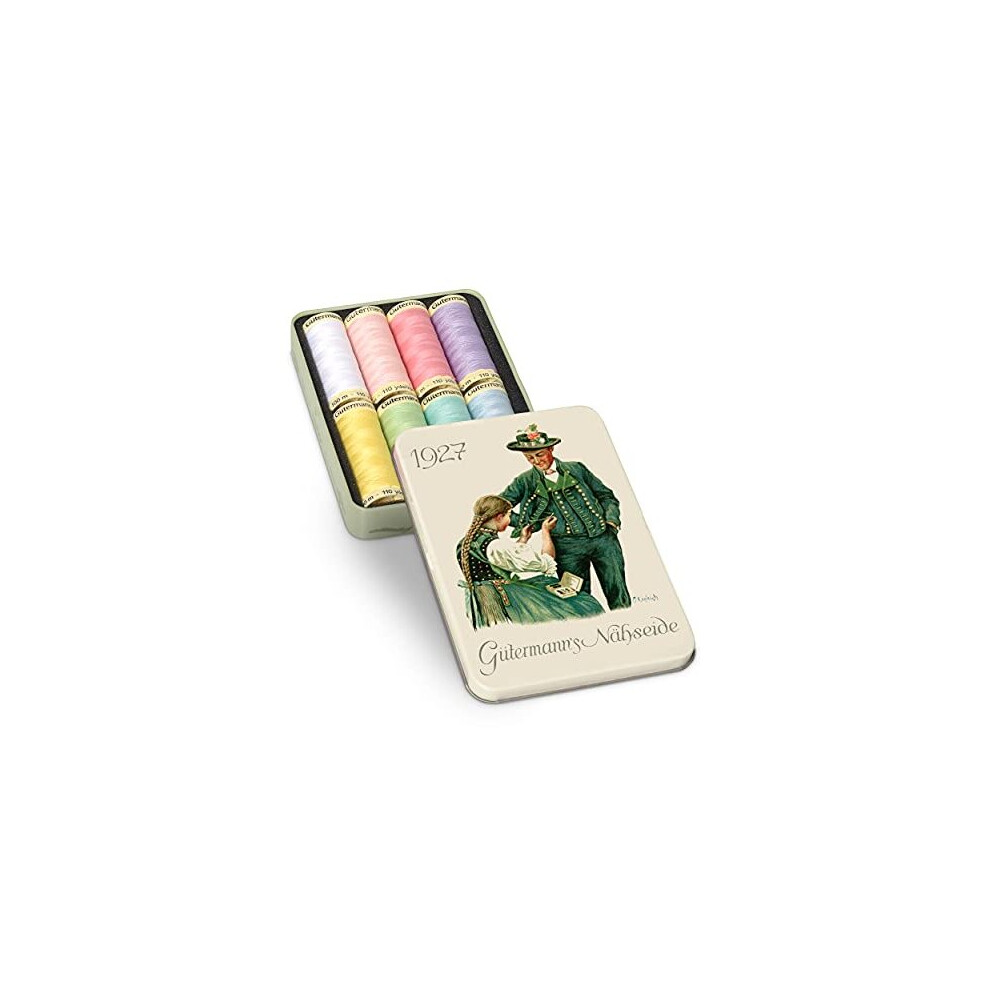 Gutermann Vintage Tin Thread Set 100m Pastel Colours x 8 reels, One Size