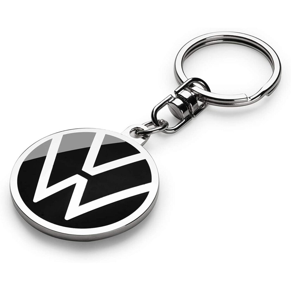 Volkswagen 00087010BQ Key Ring with VW Logo, Diameter 37 mm, Black, Diameter 37 mm