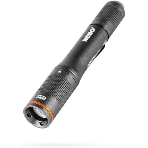 NEBO Columbo Flex 100 Pen-Sized Flashlight | Black LED Inspection/Work Light | AAA Battery Powered with with 4X Adjustable Zoom