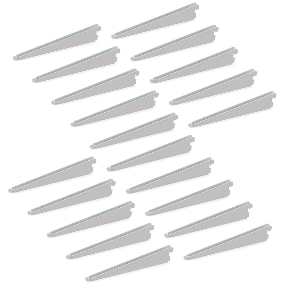 Emuca 7909012 Shelf Brackets For Twin Slot Wall Rail (Grid Dimension: 32Mm), White, 470Mm, Set Of 20 Pieces 8432393002941