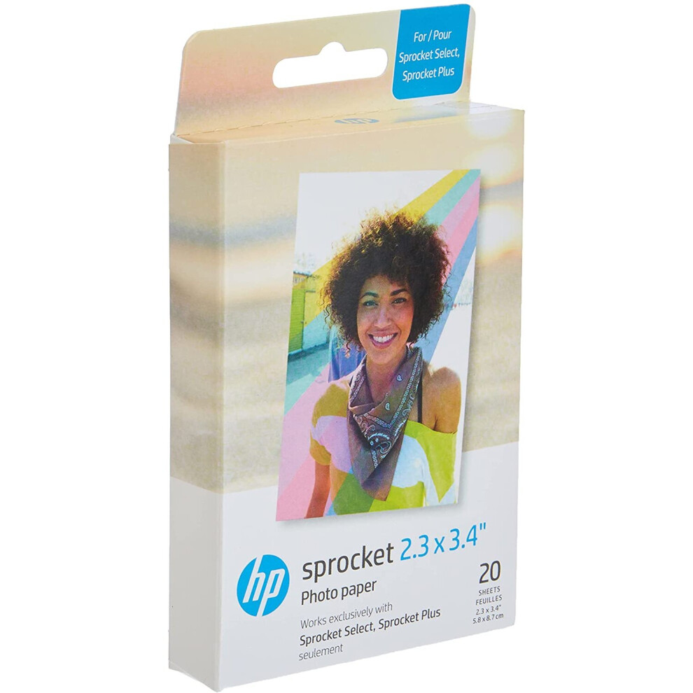 Papier photo HP 2FR23A 2,3 x 3,4"" Premium Zink (20 feuilles) compatible avec Sprocket Select et Plus.