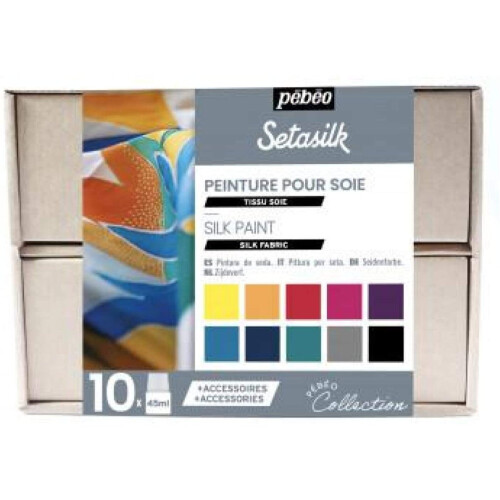 Pebeo Setasilk Collection Set, Assorted, 10X45ml