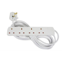 pro elec PL15286 4 gang 0.5m extension lead in white - Slim