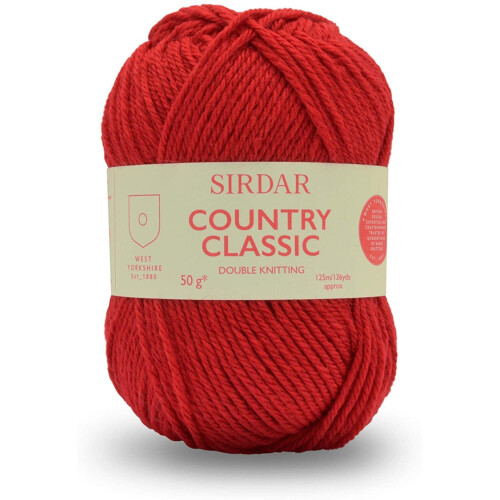 Sirdar Country Classic DK, True Red (871), 50g