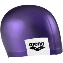 Arena unissex adulto logotipo moldado silicone treinamento touca de natao para natao intensiva arrasto reduzido durvel rugas livre ajuste roxo