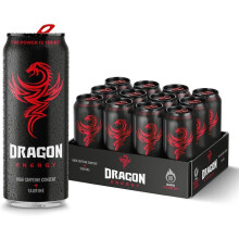 Dragon Energy Red 12 x 500 ml | Contains BVITS* Caffeine and Taurine | Low Calorie | 100 % Recyclable Cans | Proudly British | Refreshing Boost |