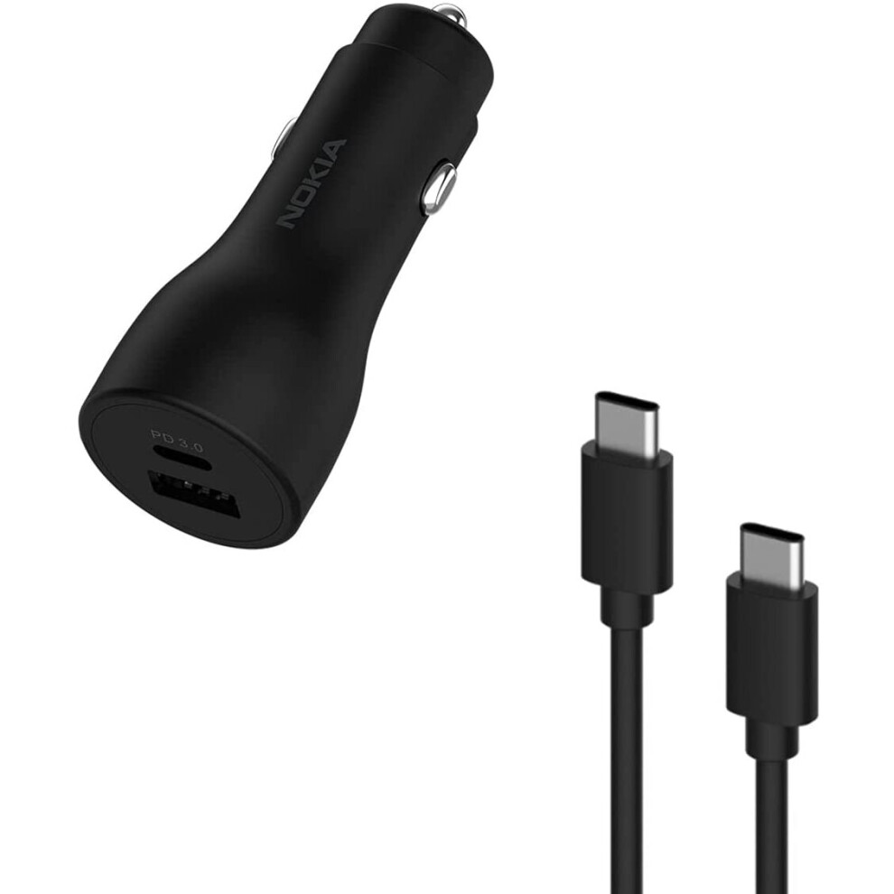 Nokia PC-18WC In-Car Phone Charger, 18W with Tangle Free USB Cable, Fast Phone Charger for Car, For All Cars or Vans, Car Accessories for Phones