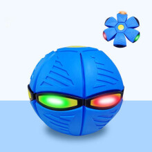 (Blue) Flying Ball UFO Throw Disc Outdoor Kids Flying UFO  3 LED Light Toy
