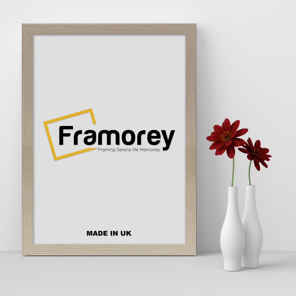 (30x40 CM) Light Oak Picture Frame / Wall Art Frames / Flat Wooden Effect Poster Frame / Photo Print Frame