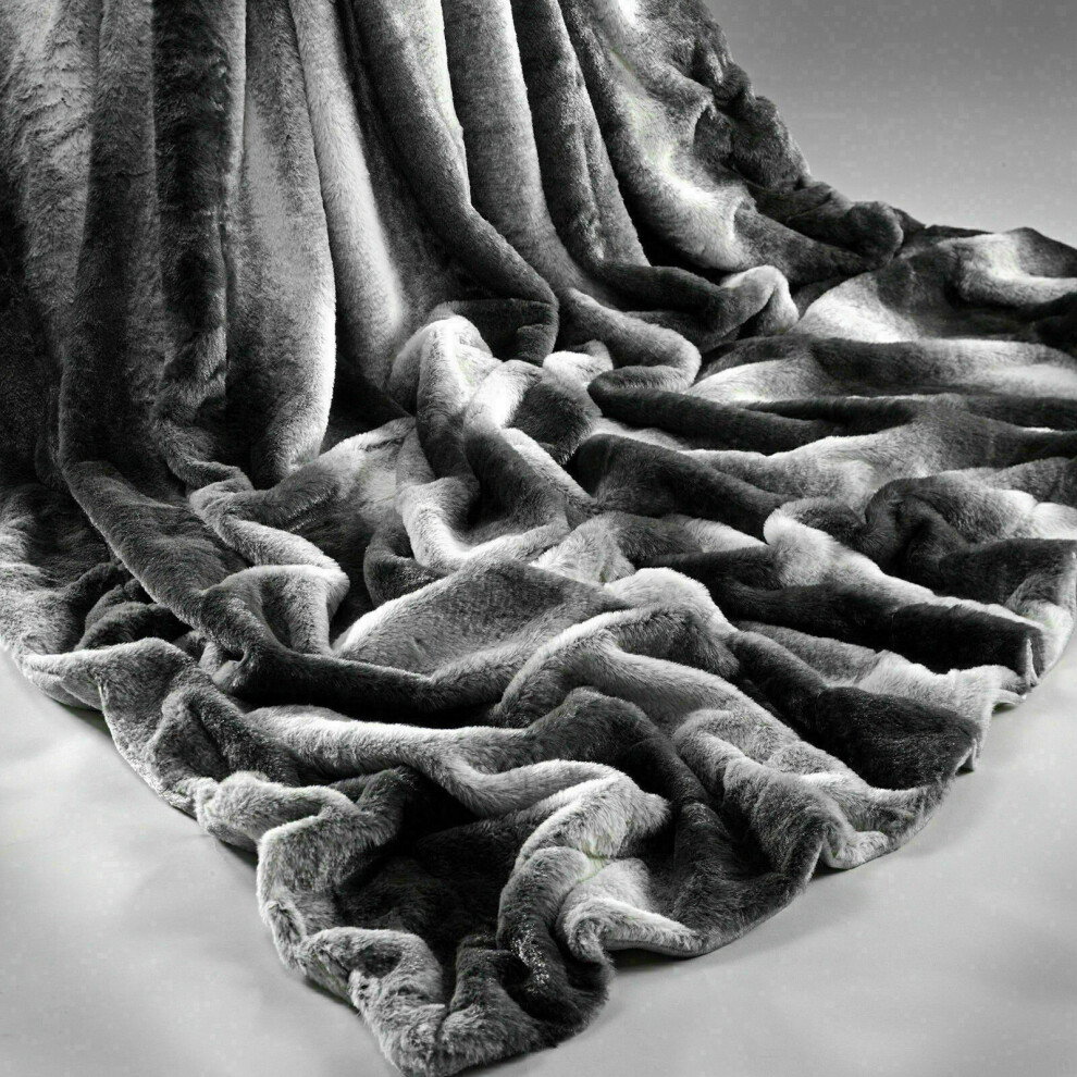 (CHARCOAL RABBIT FAUX FUR) Throw Double Winter Warm Soft Plush Blanket Home-image-OPC-P8WRWMV-NEW