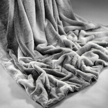 (SILVER RABBIT FAUX FUR) Throw Double Winter Warm Soft Plush Blanket Home