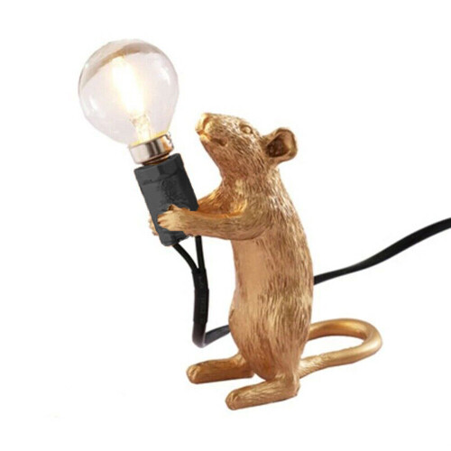 Mouse Table Lamp Resin Decor Rat Desk Room Home Office Bedside Light 2