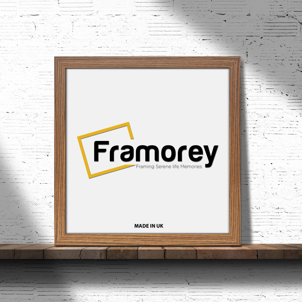 (12x12 Inch) Square Size Dark Oak Picture Frame Wall Art Frames Flat Wooden Effect Poster Frame