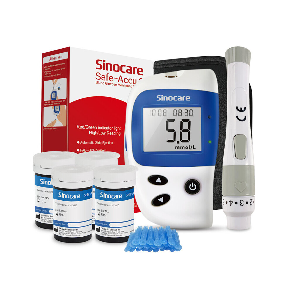 Sinocare Accu2 Blood Glucose Monitor Kit with 100 Strips & Lancets