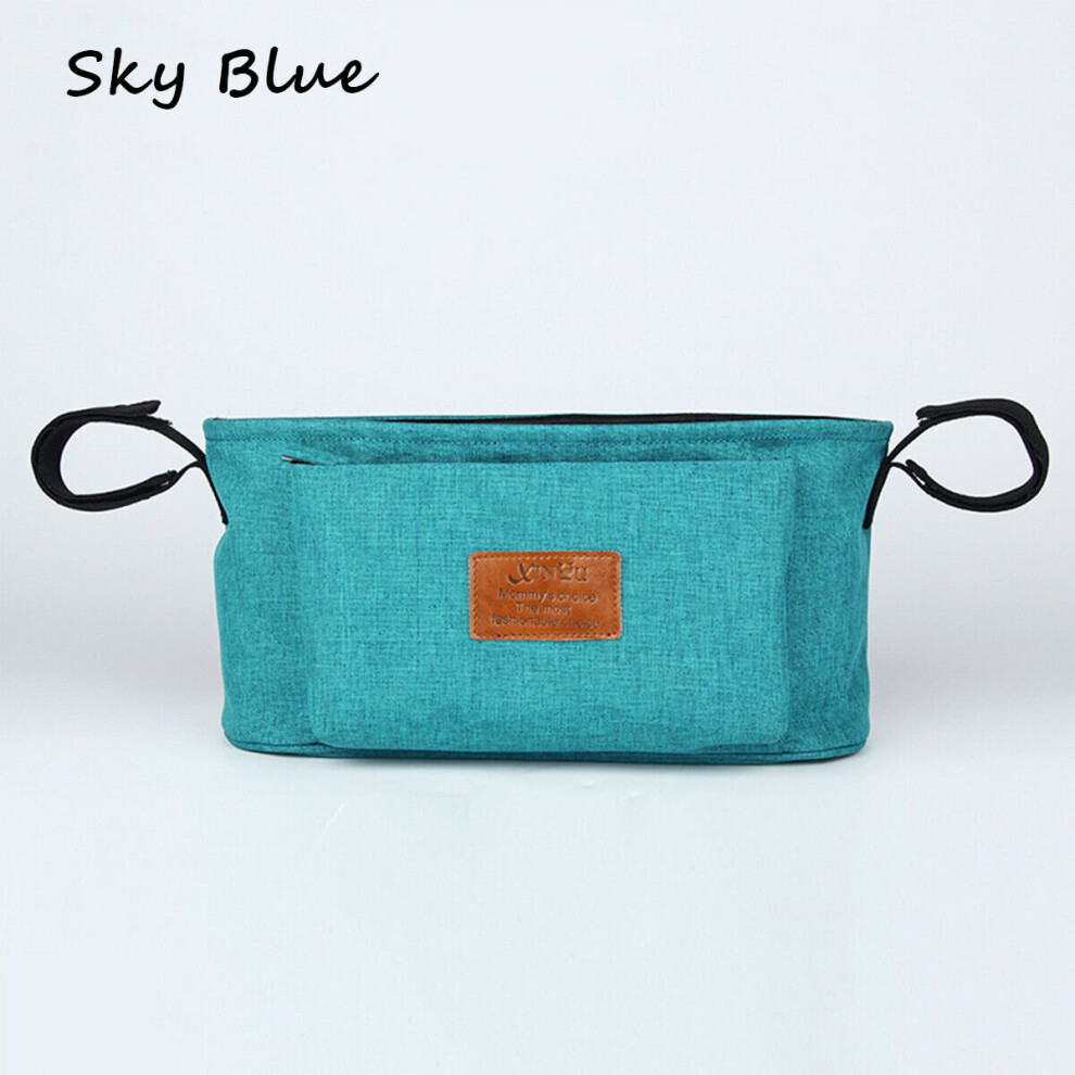 (SkyBlue) Baby Stroller Pram Pushchair Travel Organizer Storage Bag Bottle Diaper Holder 