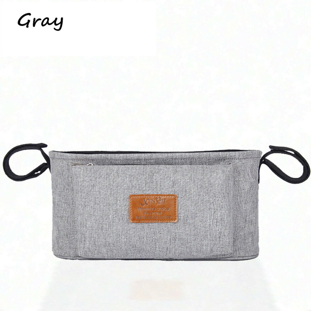 (Gray) Baby Stroller Pram Pushchair Travel Organizer Storage Bag Bottle Diaper Holder Grey