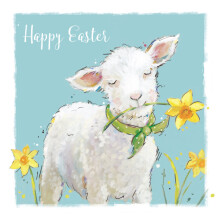 Happy Easter Cute Spring Lamb Mini Easter Card Single Easter Greeting Cards