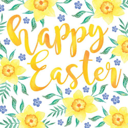 Happy Easter Painted Daffodils Mini Easter Card Single Easter Greeting Cards