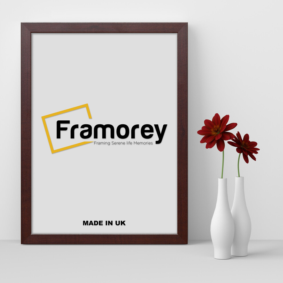 (12x5 Inch) Mohagany Picture Frame / Wall Art Frames / Flat Wooden Effect Poster Frame / Photo Print Frame-image-OPC-P8W9JR8-NEW