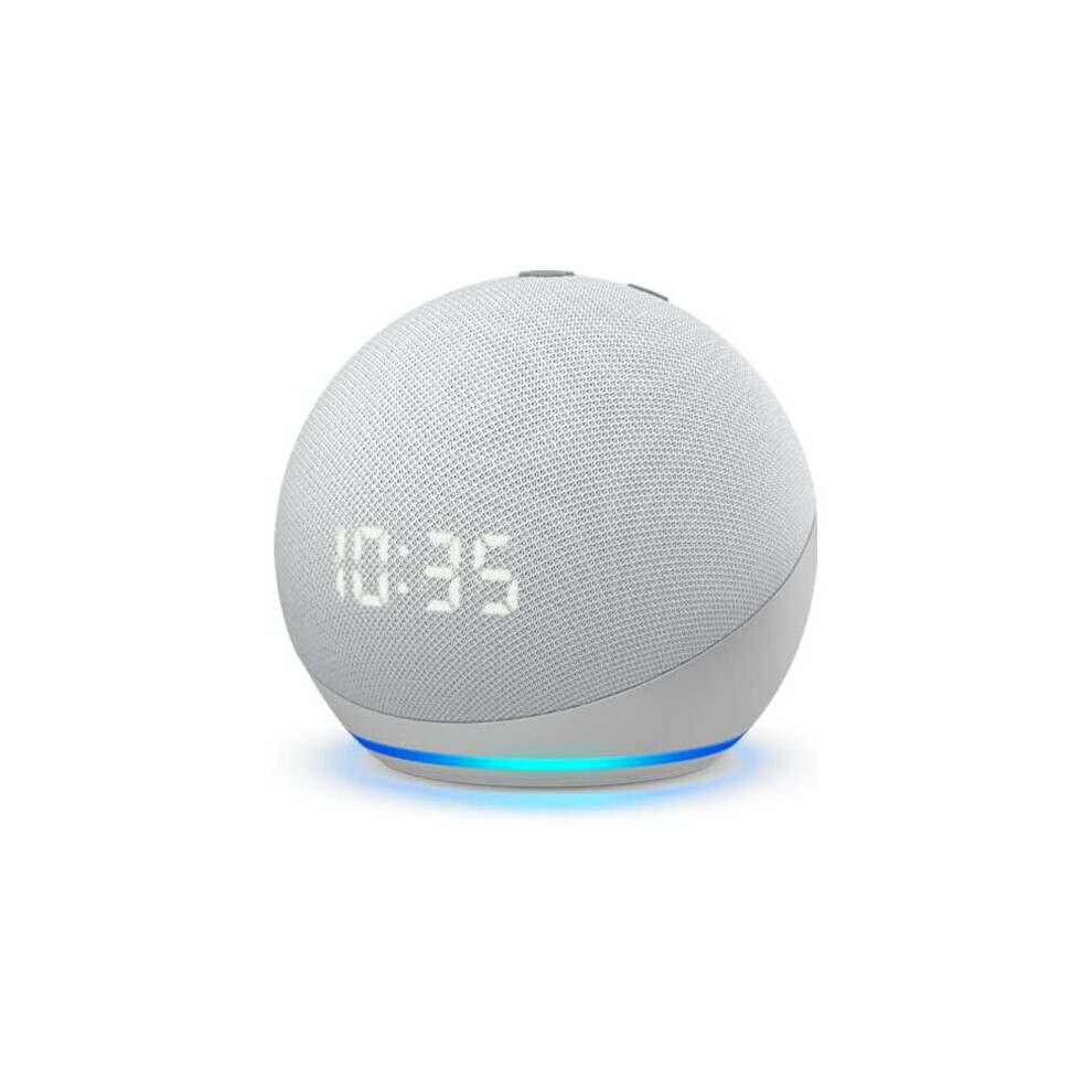 Echo Dot (4th Gen) | Smart speaker with clock and Alexa | Glacier White