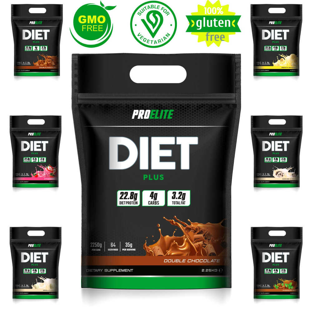 (Smooth Banana, 2.25Kg) Diet Plus Protein 2.25kg Pro Elite Weight Fat Loss