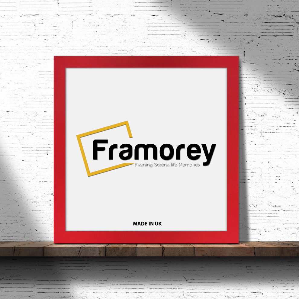 (21x21 Inch) Square Size Red Picture Frame Wall Art Frames Flat Wooden Effect Poster Frame