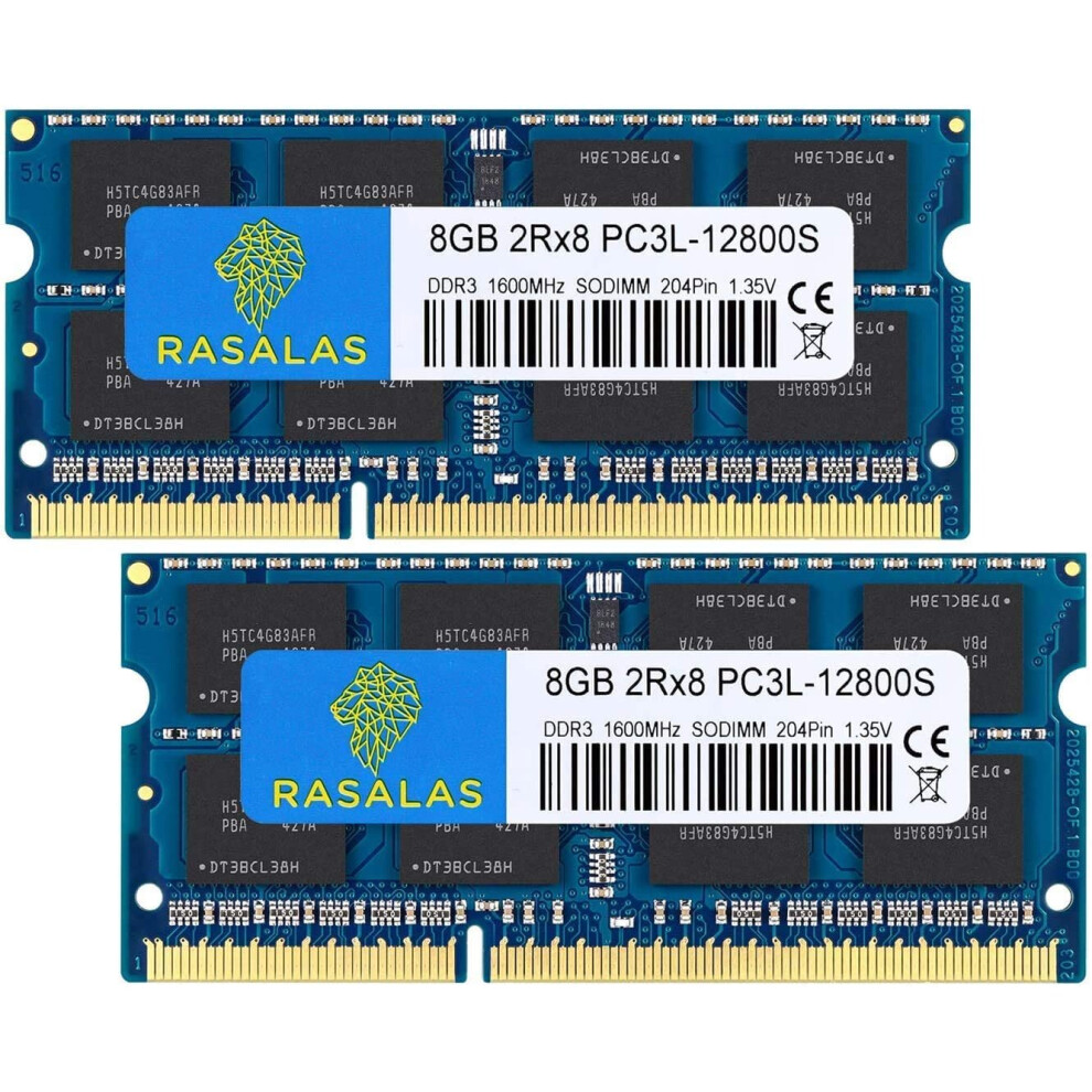 Rasalas Ddr3 16Gb Kit (2X8gb) Ddr3 1600Mhz Pc3l-12800 16Gb Ddr3 Non Ecc Unbuffered 1.35V Cl11 2Rx8 Dual Rank Sodimm Laptop Memory Ram Blue 794604517087