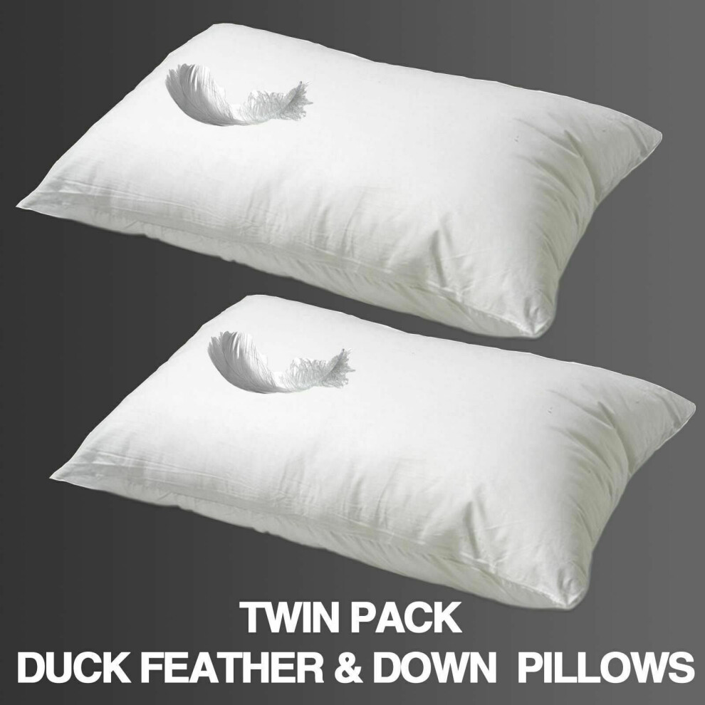 Duck Feather & Down Pillows Pillow Extra Filled Hotel Quality PACK OF 2