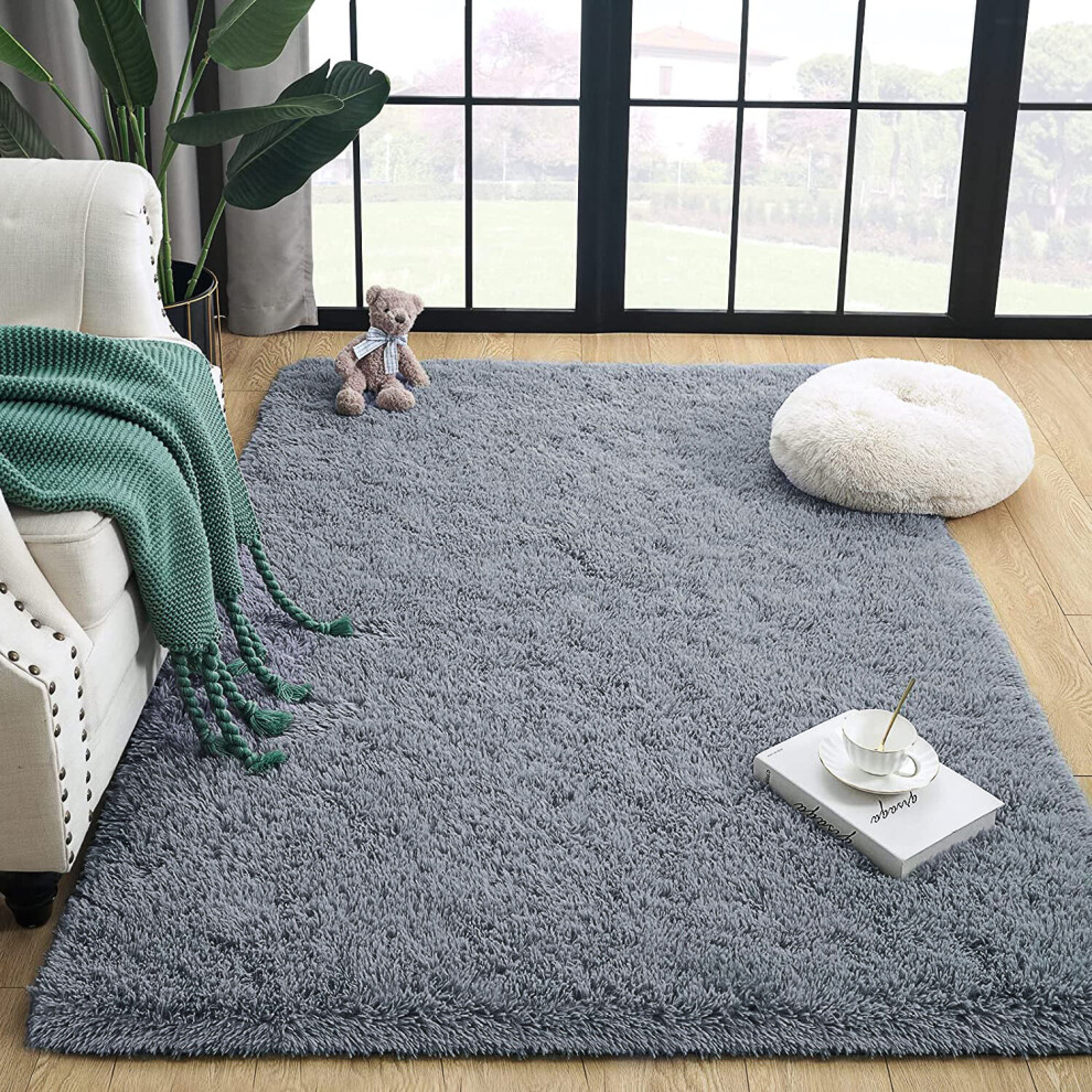 (Grey, 80 x 150) Shaggy Rugs Living Room Area Rug Carpet Mat