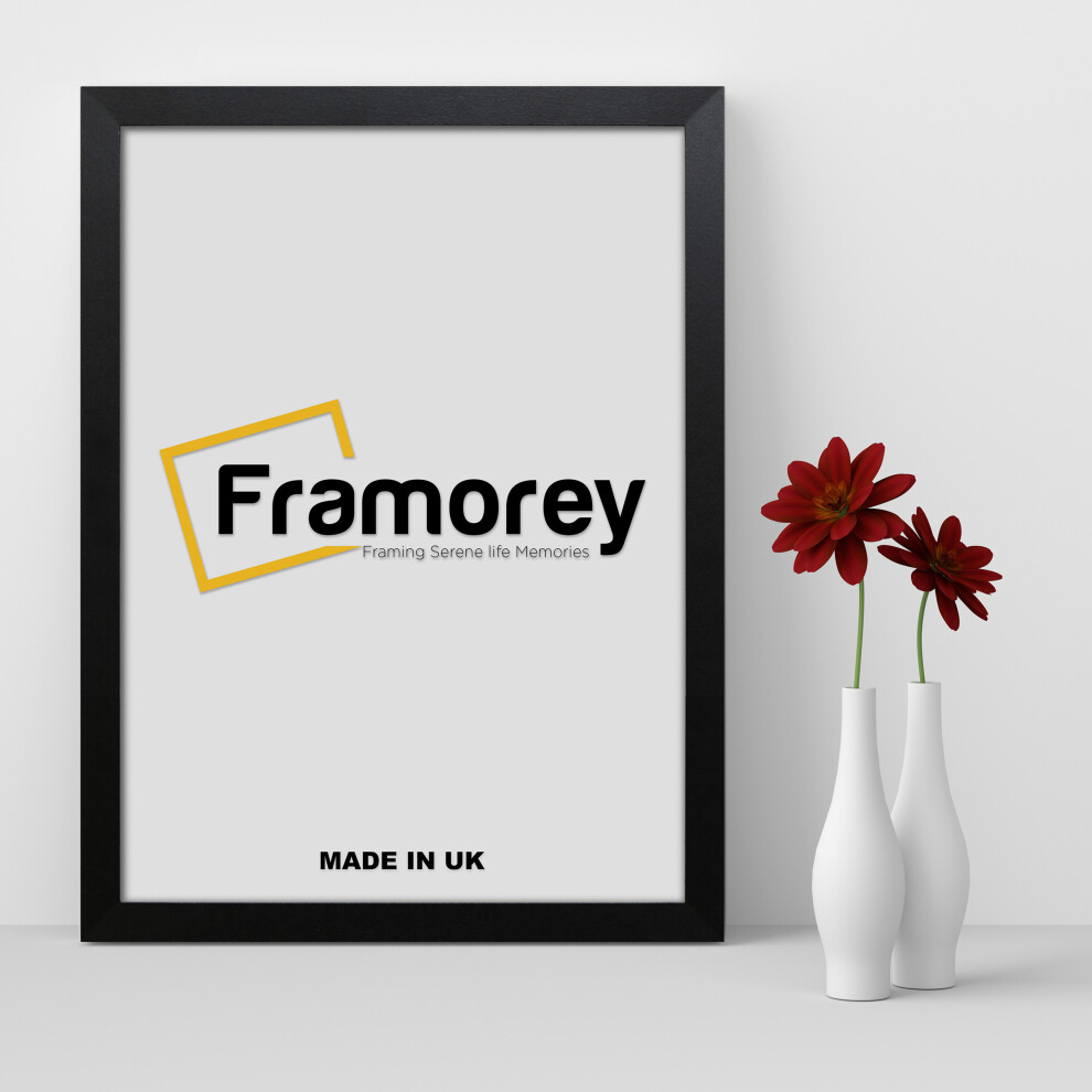 (A2- 594X420MM) Matt Black Picture Frame / Wall Art Frames / Flat Wooden Effect Poster Frame / Photo Print Frame