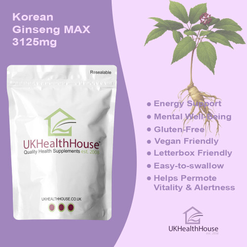 Korean Ginseng MAX 3125mg - 120 Tablets - Extra Potency Ginsenosides 2