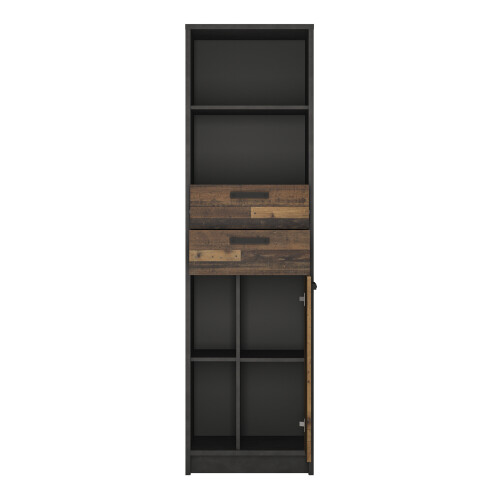 Brooklyn Bookcase in Walnut and Dark Matera Grey 1