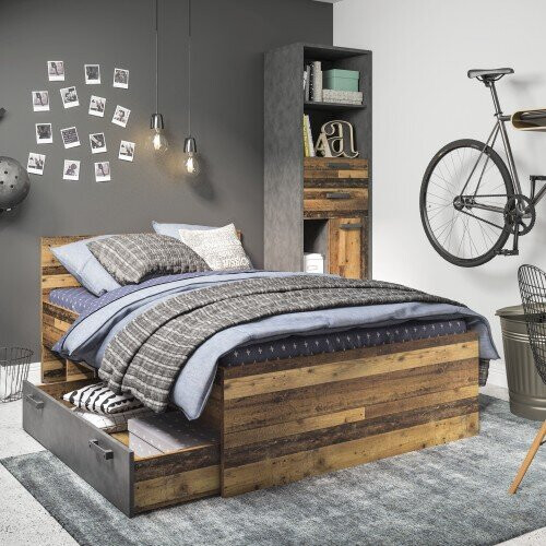 Brooklyn Bookcase in Walnut and Dark Matera Grey 2