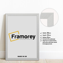 (6x4 Inch) Silver Picture Frame / Wall Art Frames / Flat Wooden Effect Poster Frame / Photo Print Frame