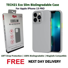 Tech21 Eco Slim 100% Biodegradable Phone Case [ For Apple iPhone 13 PRO ] 10ft Multi-Drop Protection Cover - Grey