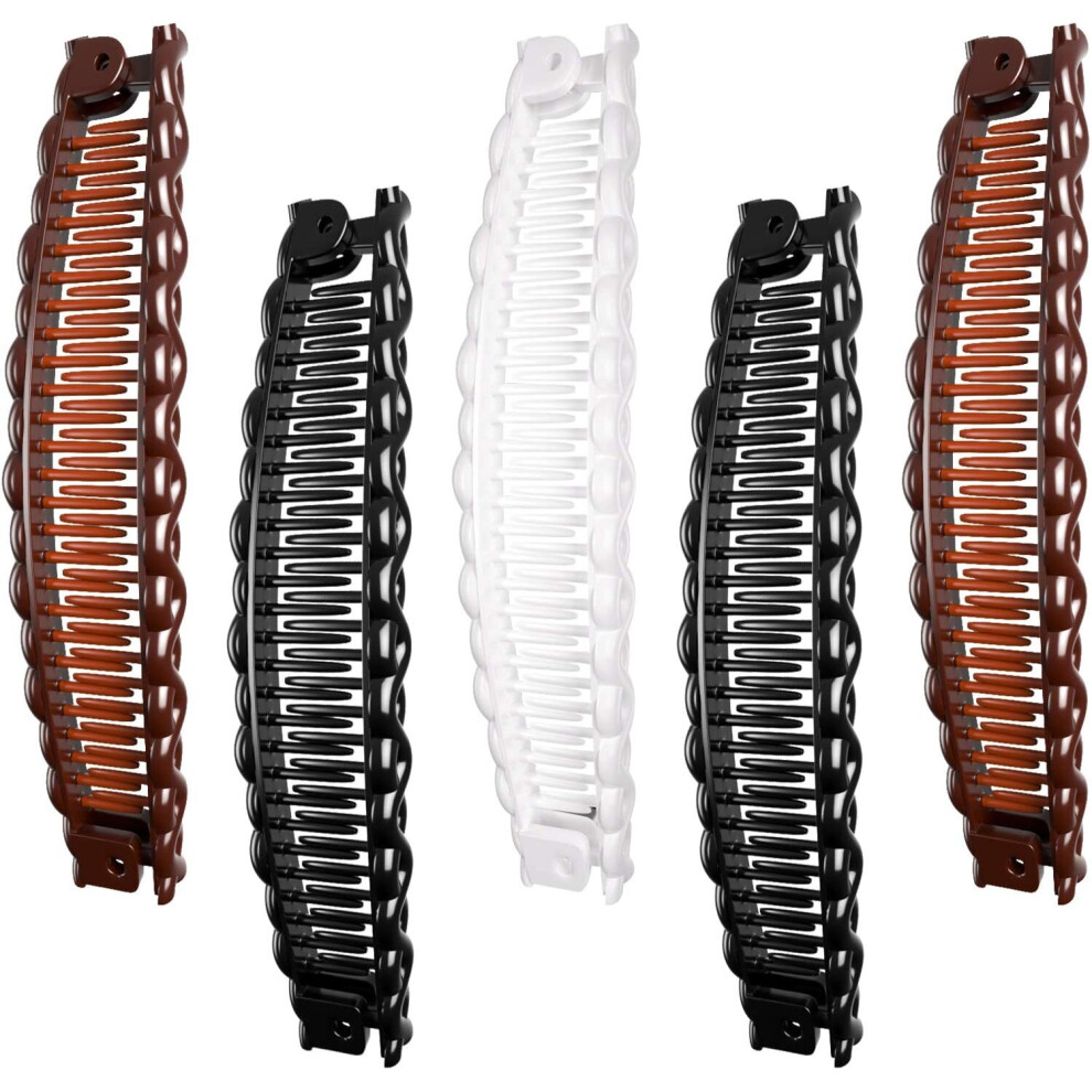 5 Pieces Banana Clips Fish Clips Long Hair Clips Banana Hair Comb Fish Grip Slide Size 15 cm for Ladies (Style Set 1)