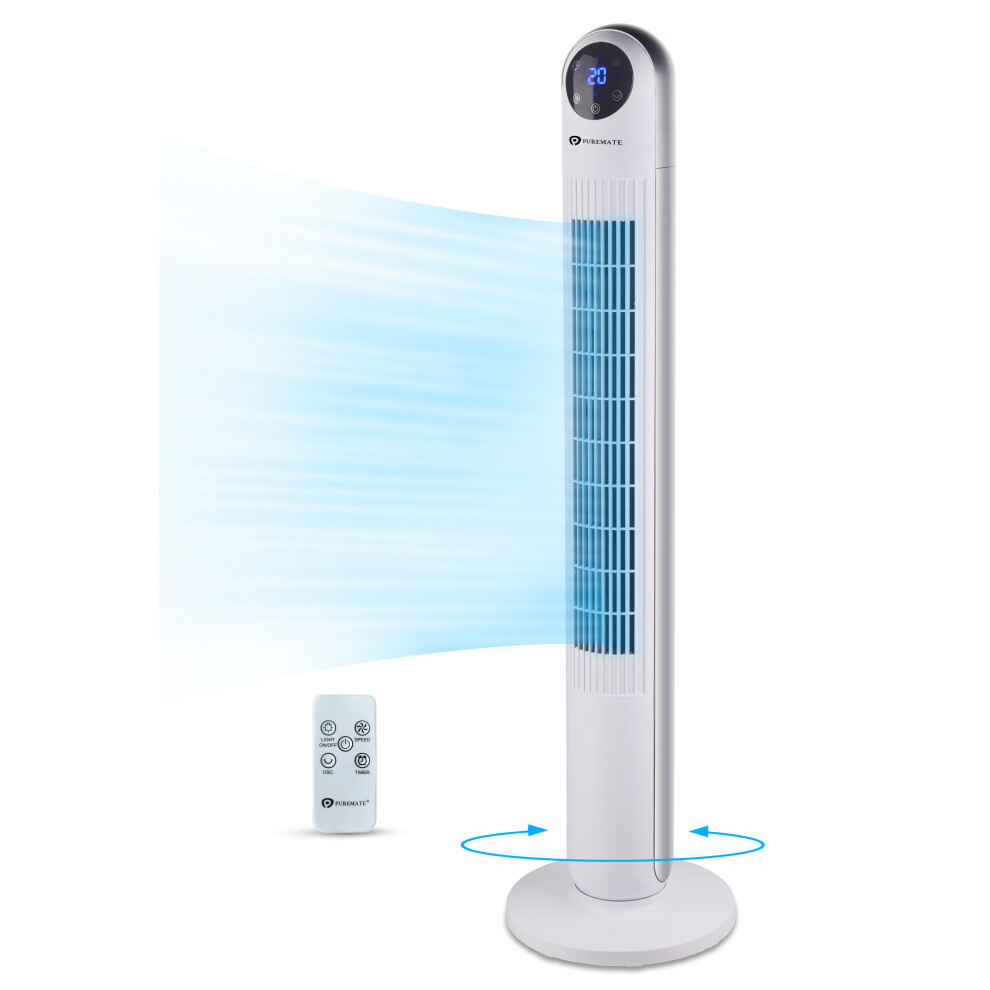 PureMate PM743 Portable Oscillating Cooling Tower Fan 43 with 3 Speed Settings Timer