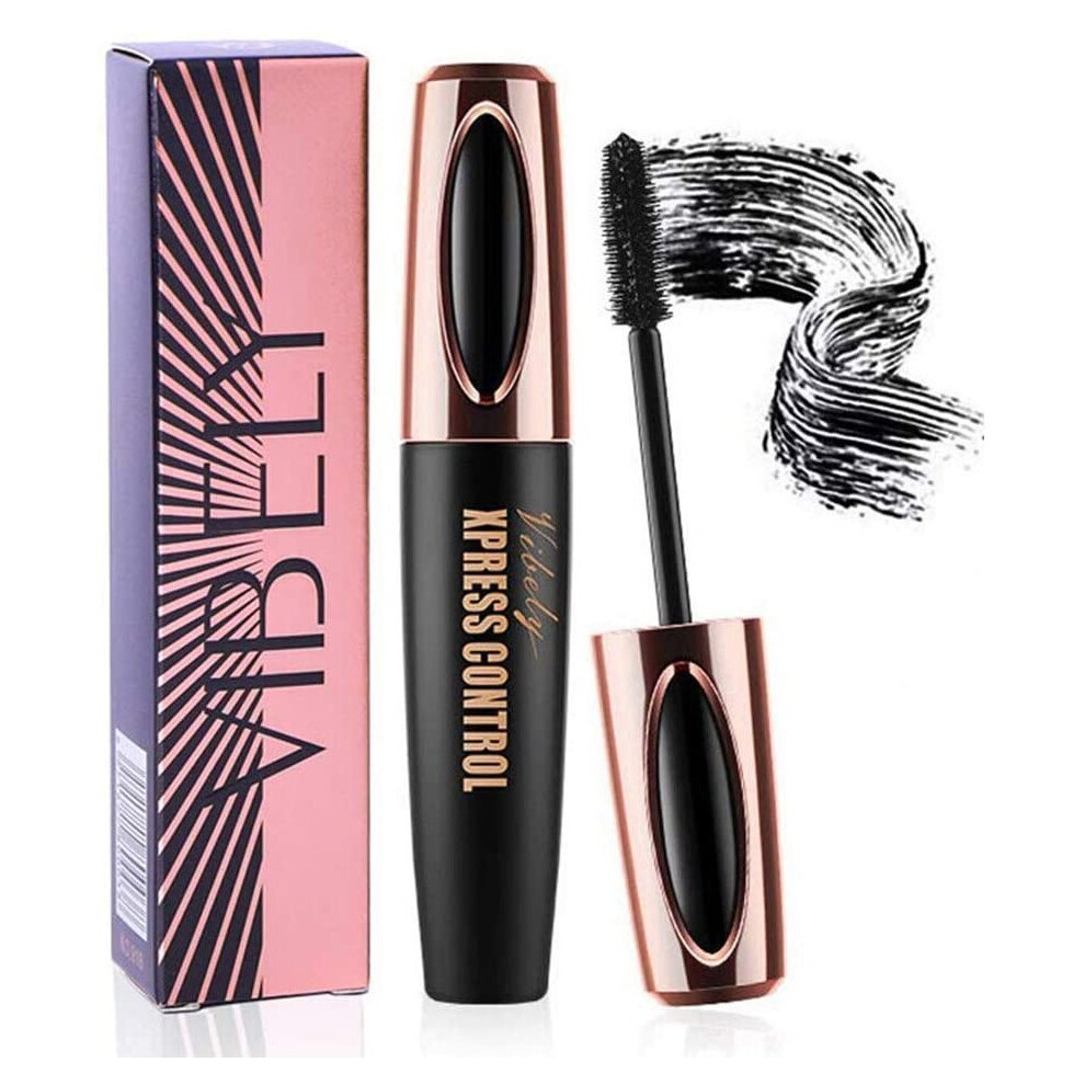 4D Mascara, 4D Silk Fiber Eyelash Mascara, Extra Long Lash Mascara, Voluminous & Lengthening Lashes, Waterproof Mascara Black Volume and Length,