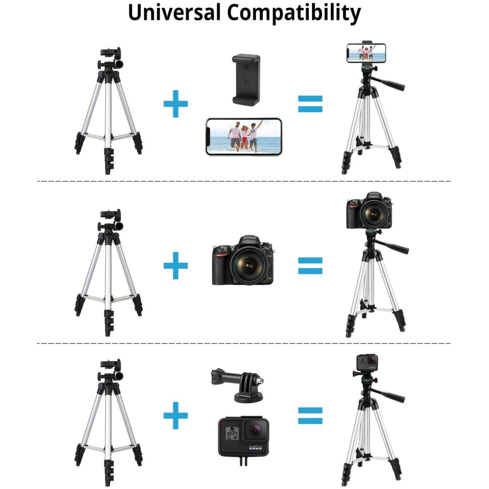 Phone Tripod,LINKCOOL 42" Aluminum Lightweight Portable Camera Tripod for Iphone/Samsung/Smartphone/Action Camera/DSLR Camera with Phone Holder &