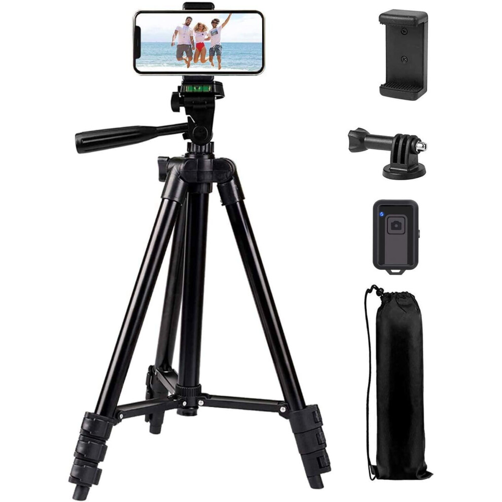 Phone Tripod,LINKCOOL 42" Aluminum Lightweight Portable Camera Tripod for iPhone/Samsung/Smartphone/Action Camera/DSLR Camera with Phone Holder &