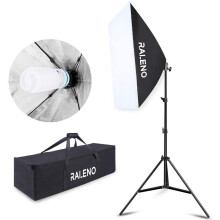 Softbox Photography Lighting Kit, 800W Studio Light 20″×28″E27 Socket 5500K Continuous Lighting Soft Box with Adjustable Lamp Stand and Portable
