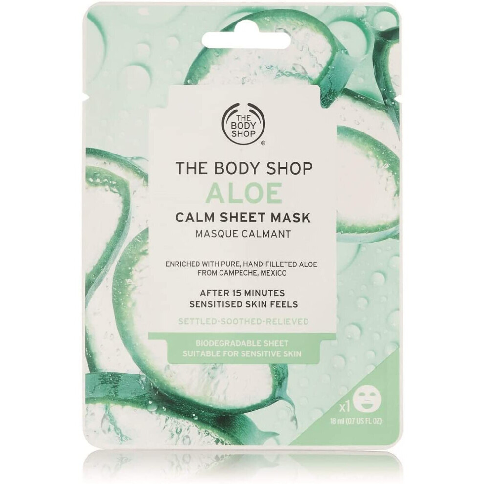 The Body Shop Aloe Calm Hydration Sheet Mask - Soothe and hydrate dry, sensitive skin in just 15 minutes with our vegan Aloe Calm Sheet Mask