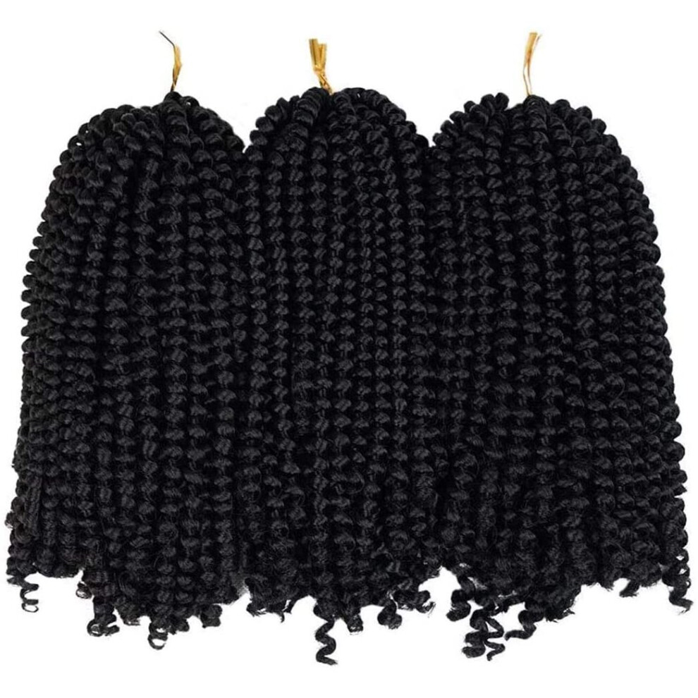 Beyond Beauty 3 Pack Spring Twist Ombre Colors Crochet Braids Synthetic Braiding Hair Extensions Low Temperature Fiber #1B