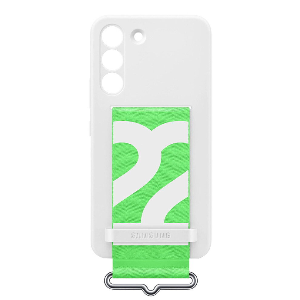 Cover For Samsung Galaxy S22 With Strap Silicone Soft - White 8806094003567