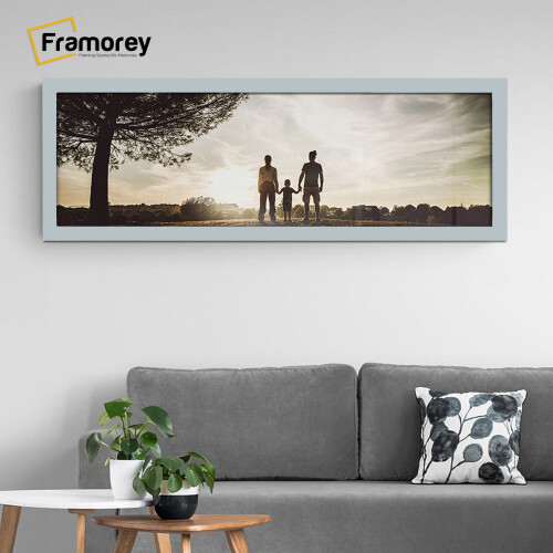 (100x35CM) Panoramic Size Light Grey Picture Frame Wall Art Frames Flat Wooden Effect Poster Frame