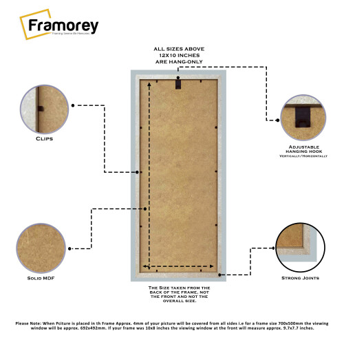 (100x35CM) Panoramic Size Light Grey Picture Frame Wall Art Frames Flat Wooden Effect Poster Frame 2