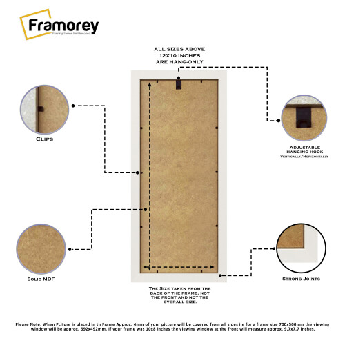(100x35CM) Panoramic Size White Picture Frame Wall Art Frames Flat Wooden Effect Poster Frame 2