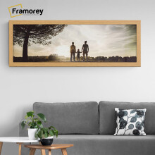 (12x5 Inch) Panoramic Size Oak Picture Frame Wall Art Frames Flat Wooden Effect Poster Frame
