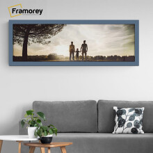 (30x10 Inch) Panoramic Size Dark Grey Picture Frame Wall Art Frames Flat Wooden Effect Poster Frame